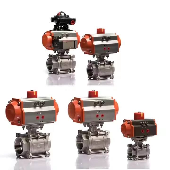Actuateur pneumatique Filetage interne en acier inoxydable 316 3 PCS Valve de billes bidirectionnelle pneumatique