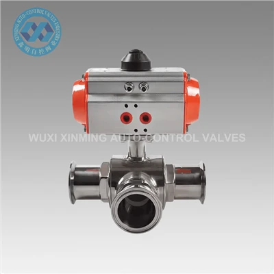 Valve à billes à trois voies pneumatique de haute qualité