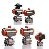 Actuateur pneumatique Filetage interne en acier inoxydable 316 3 PCS Valve de billes bidirectionnelle pneumatique