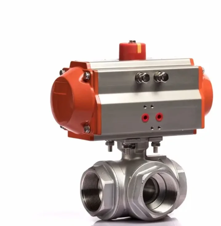 180 Degree Pneumatic Actuator 3 Way Ball Valve, 3 Way Ball Valve With Pneumatic Actuator